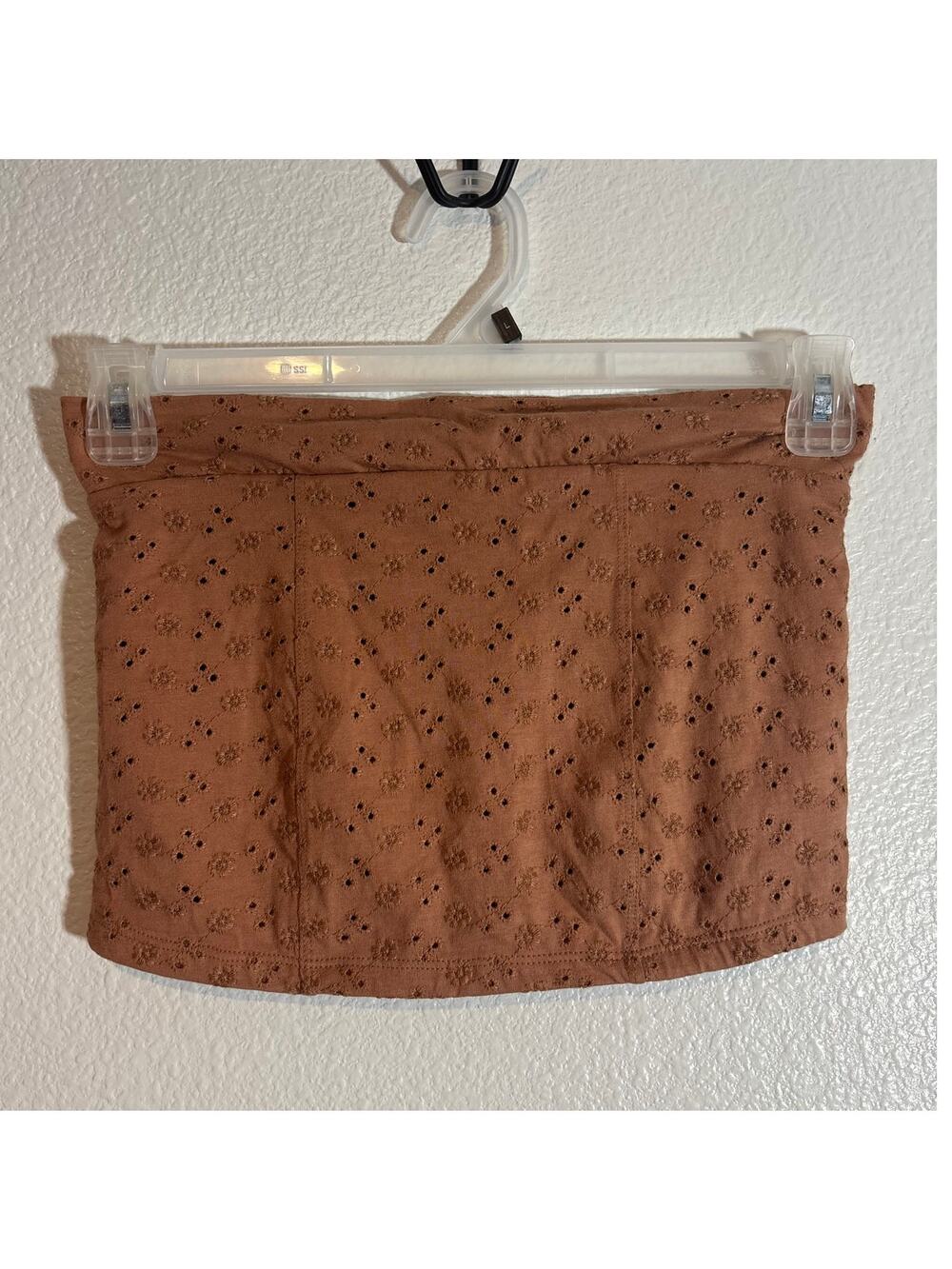 Aéropostale NWT Size Small Eyelet Embroidered Tube Top Brown Ditsy Floral Crop